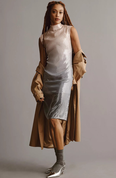 Anthropologie Dresses & Skirts - Anthropologie Cap-Sleeve Mock-Neck Slim Midi Dress - Size 10